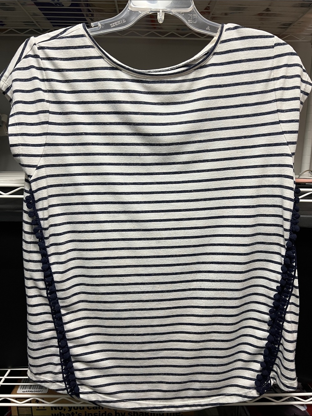 LOFT White and Navy Striped Cap Sleeve Top